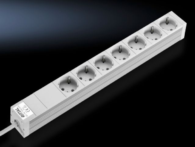 DK7240210 Rittal enclosures Socket strip in an aluminium duct Without switch Height 44mm Depth 44mm Length 482.6mm - Rittal air conditioning Rittal electric cabinet Rittal busbar Rittal fan Rittal PDU DK7240.210